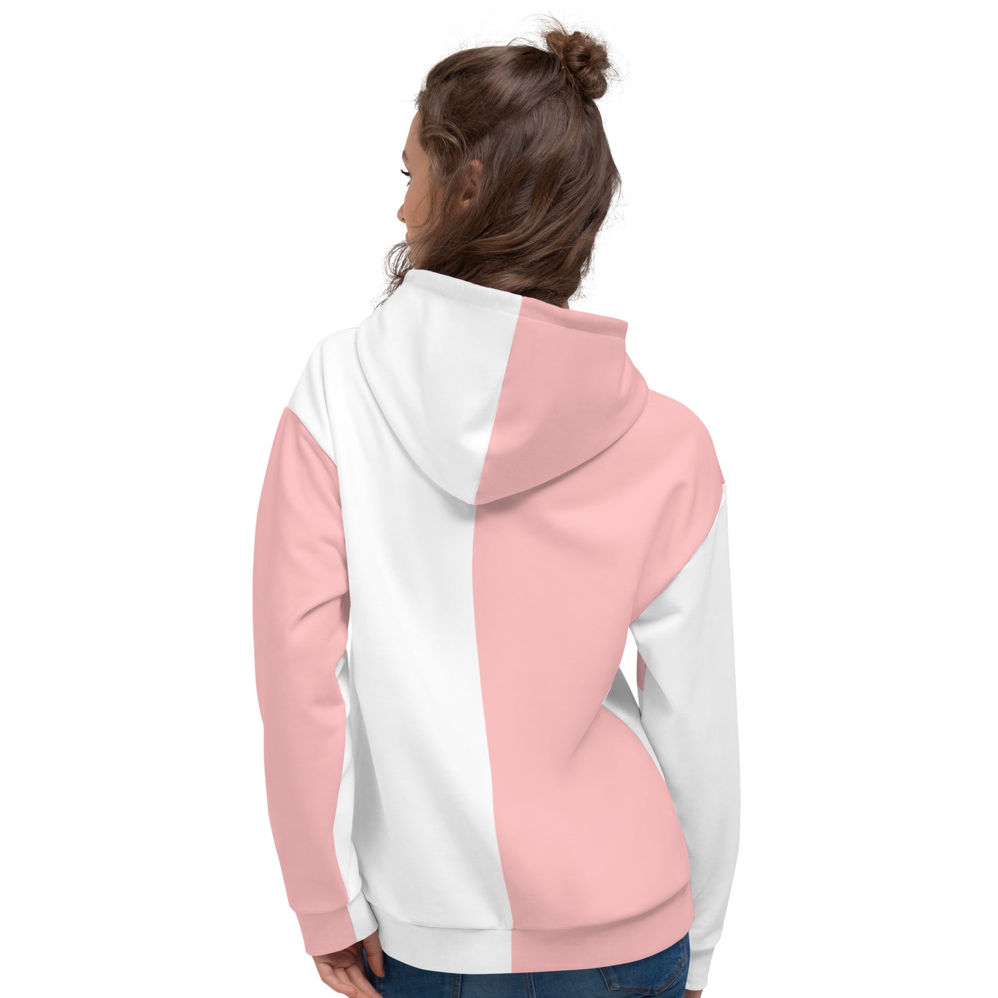 Pink and White Colorblock Hoodie