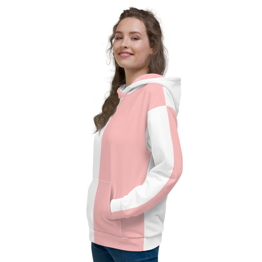 Pink and White Colorblock Hoodie