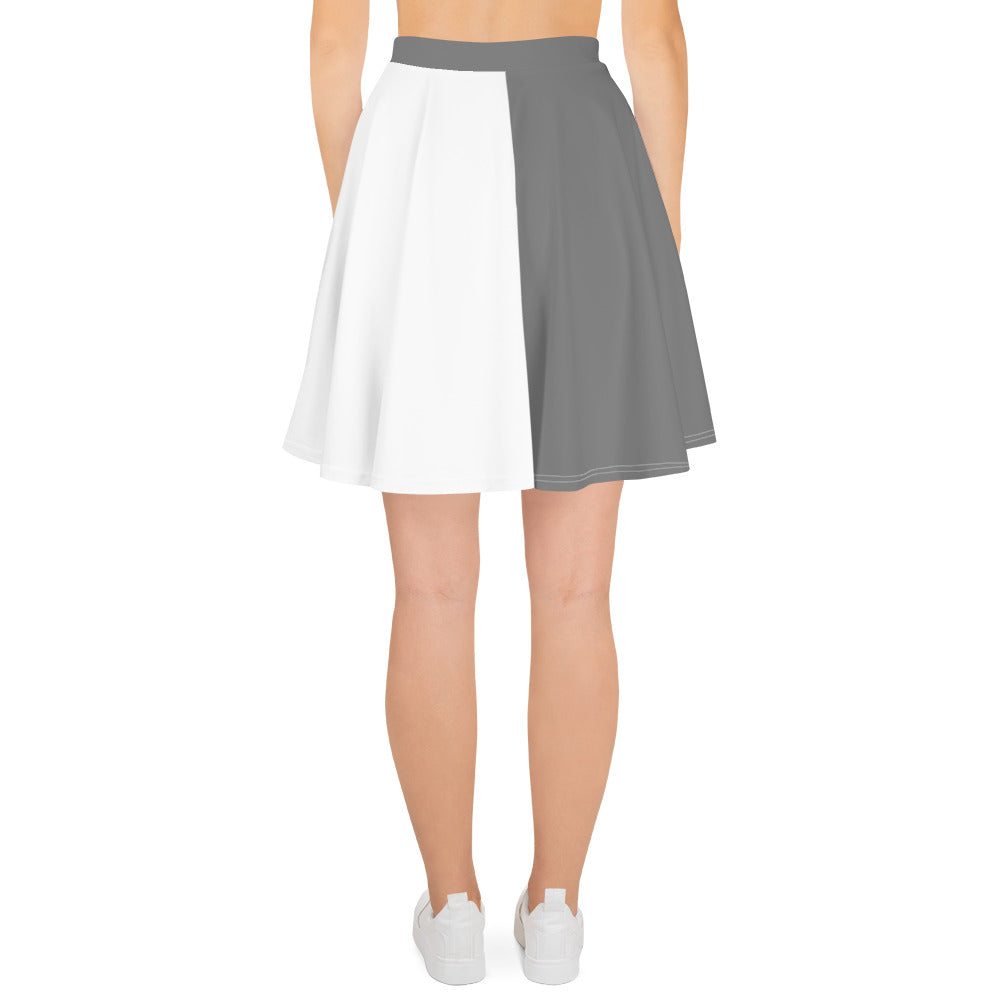 Gray and White Colorblock Skater Skirt