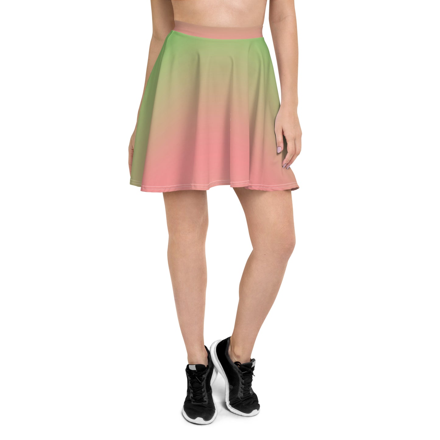 Pink And Green Abstract Skater Skirt