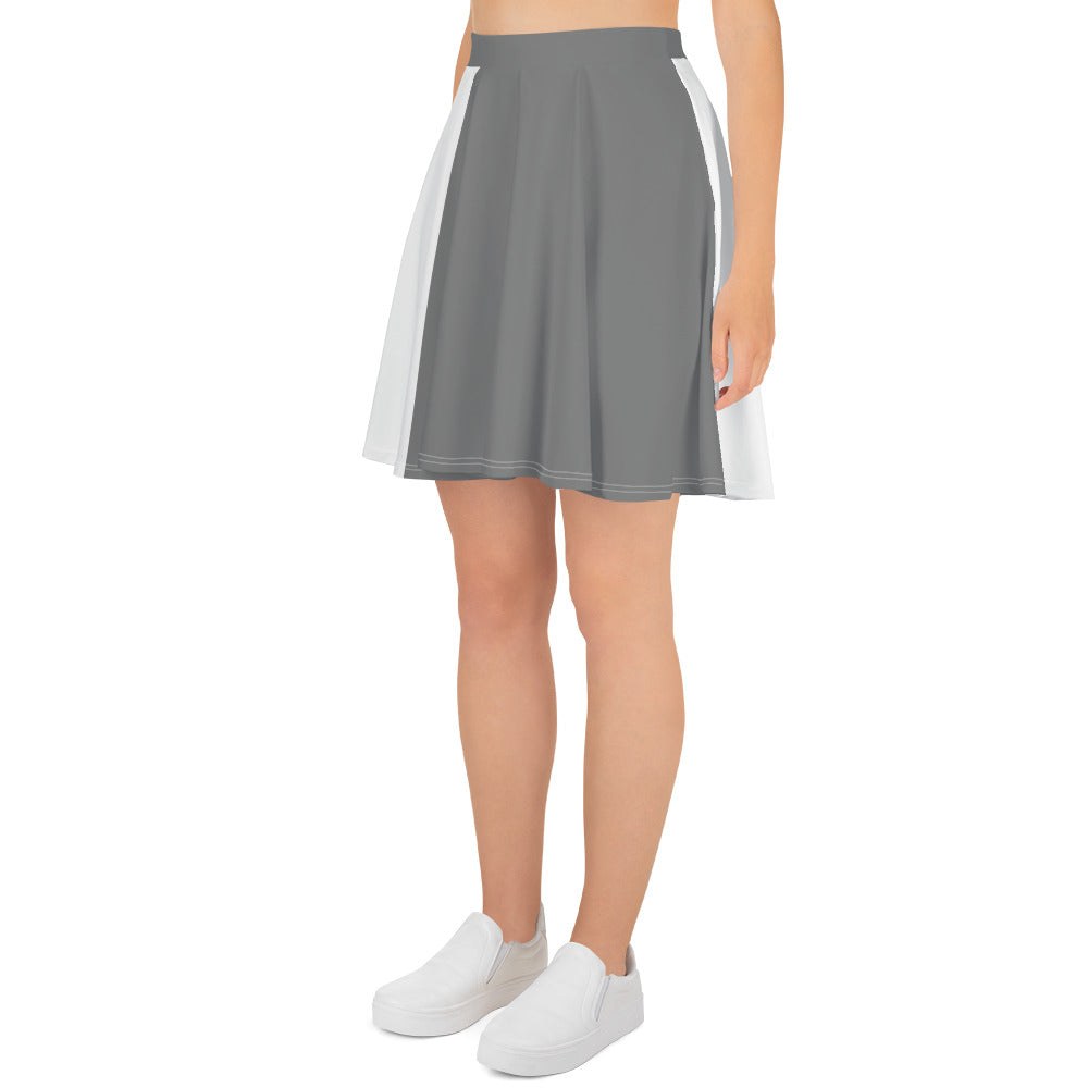 Gray and White Colorblock Skater Skirt