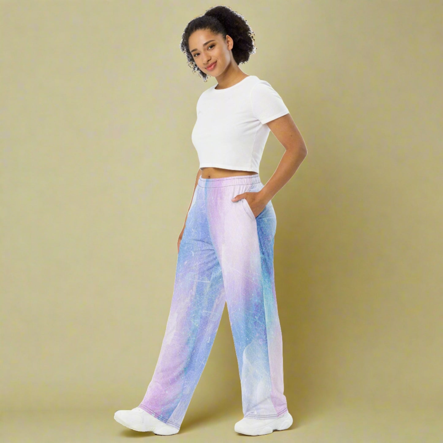 pastel wide leg pants