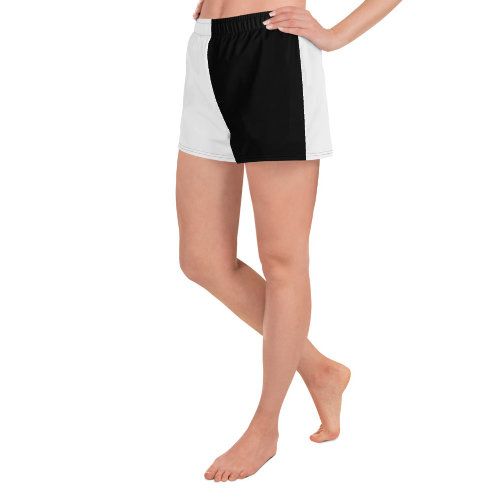 Black and White Colorblock Recycled Athletic Shorts