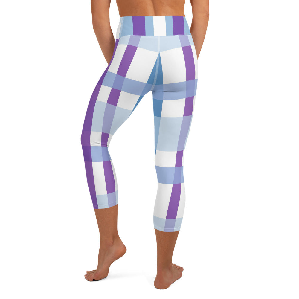 Purple Abstract Stripe Yoga Capri Leggings