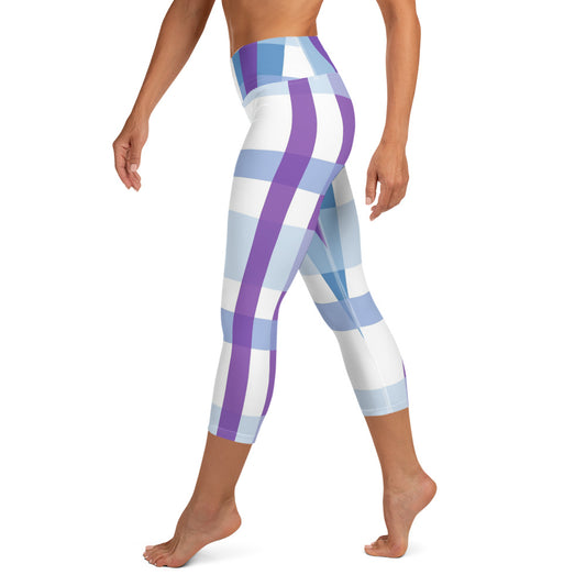 Purple Abstract Stripe Yoga Capri Leggings