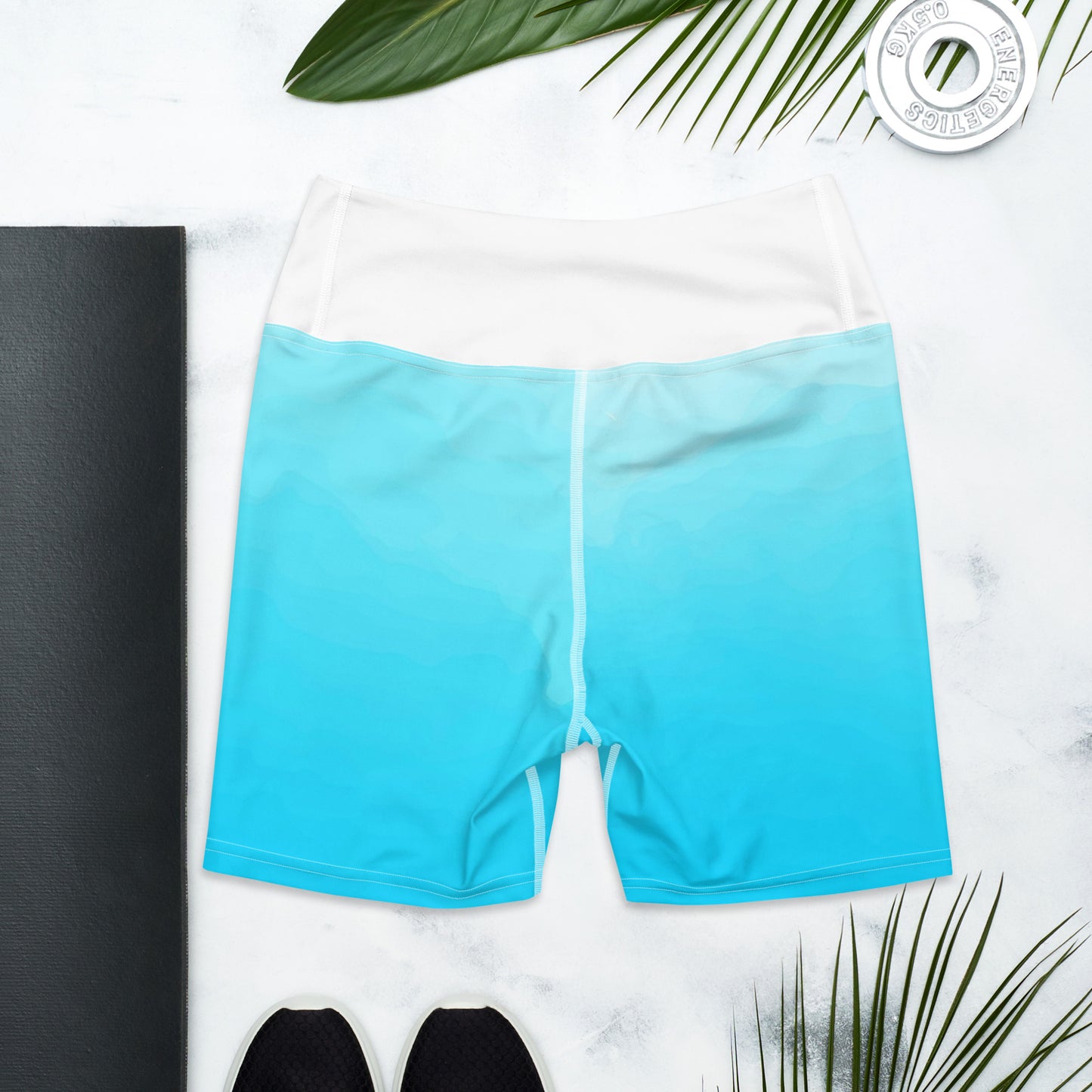 Aqua and White Yoga Shorts