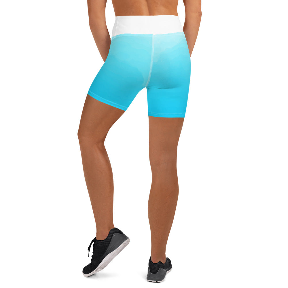 Aqua and White Yoga Shorts