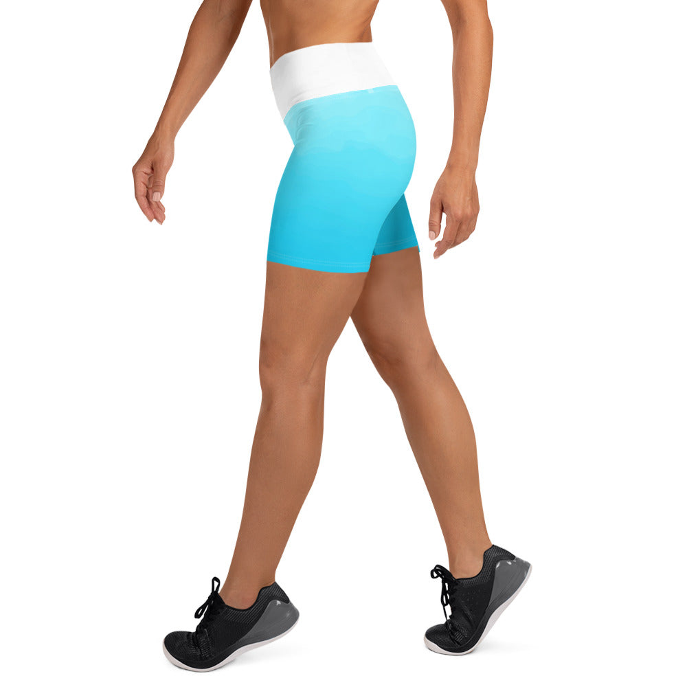 Aqua and White Yoga Shorts