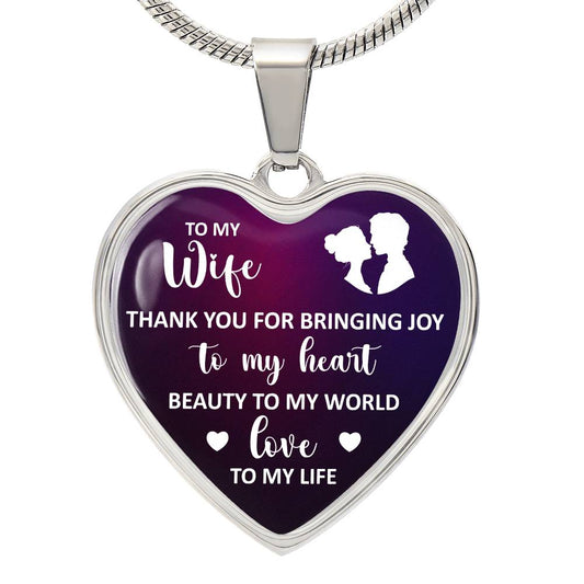 Engraved Heart Necklace for Wife