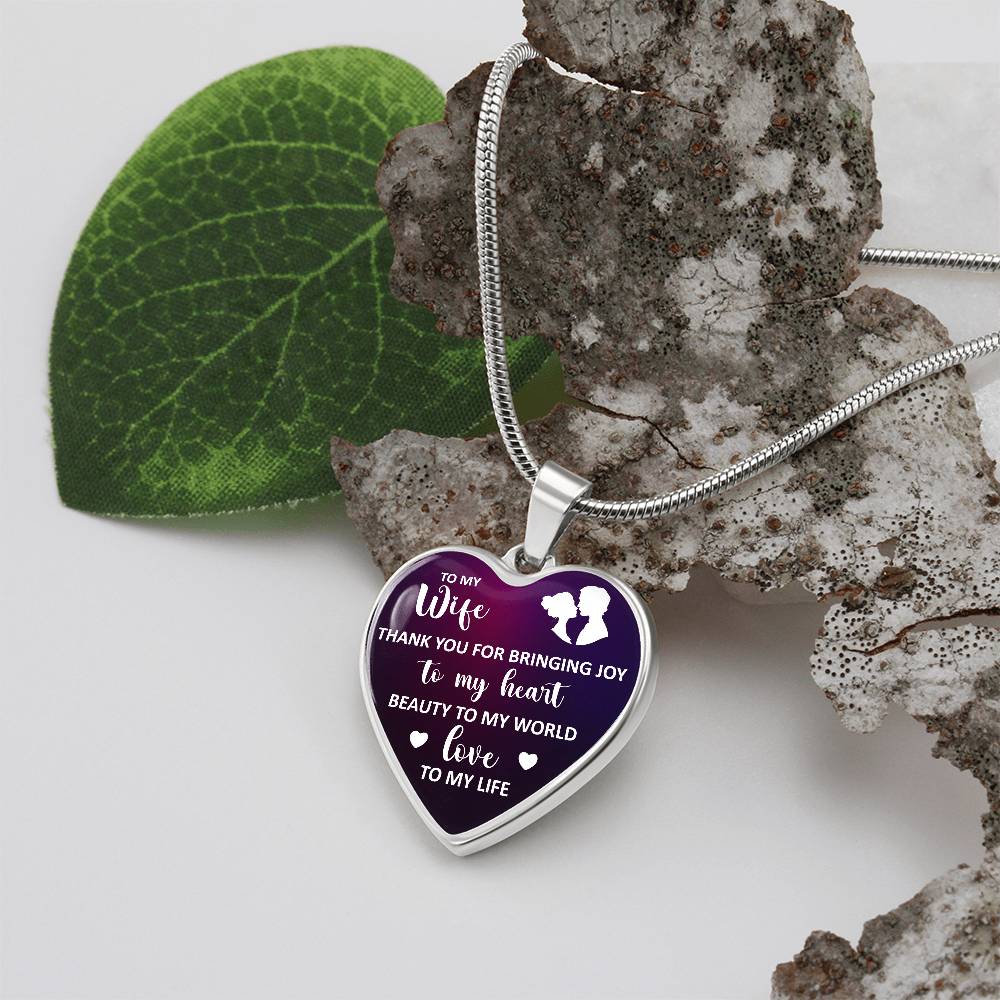 Engraved Heart Necklace for Wife