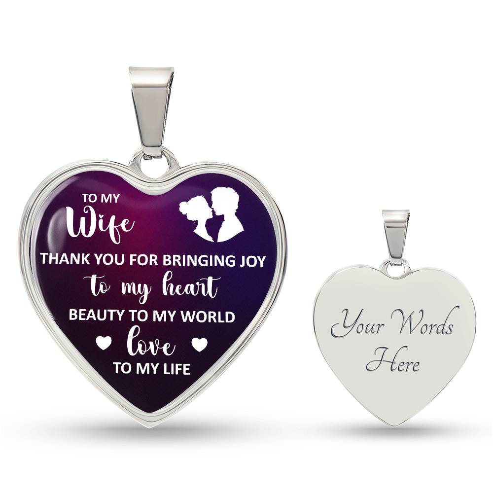 Engraved Heart Necklace for Wife