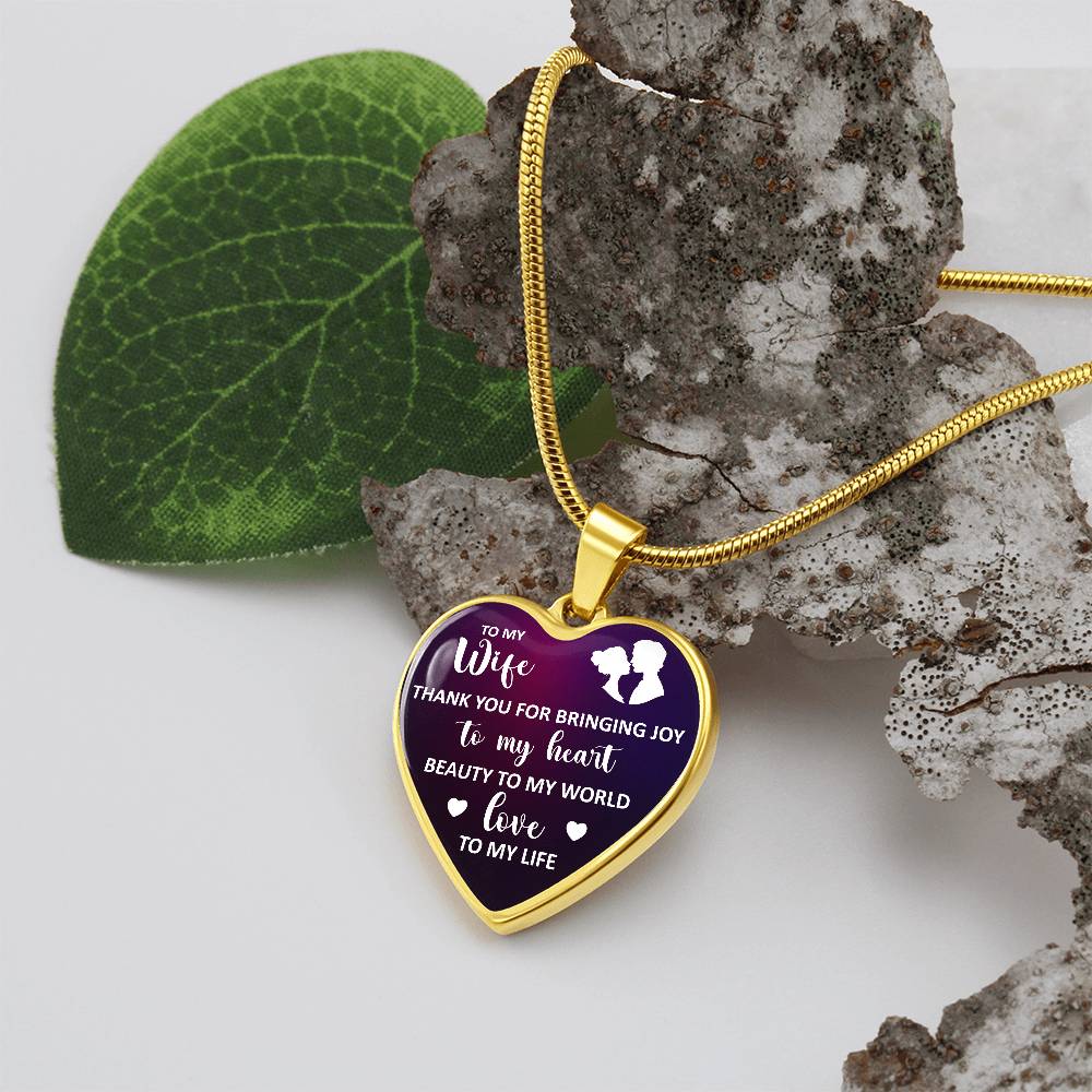 Engraved Heart Necklace for Wife