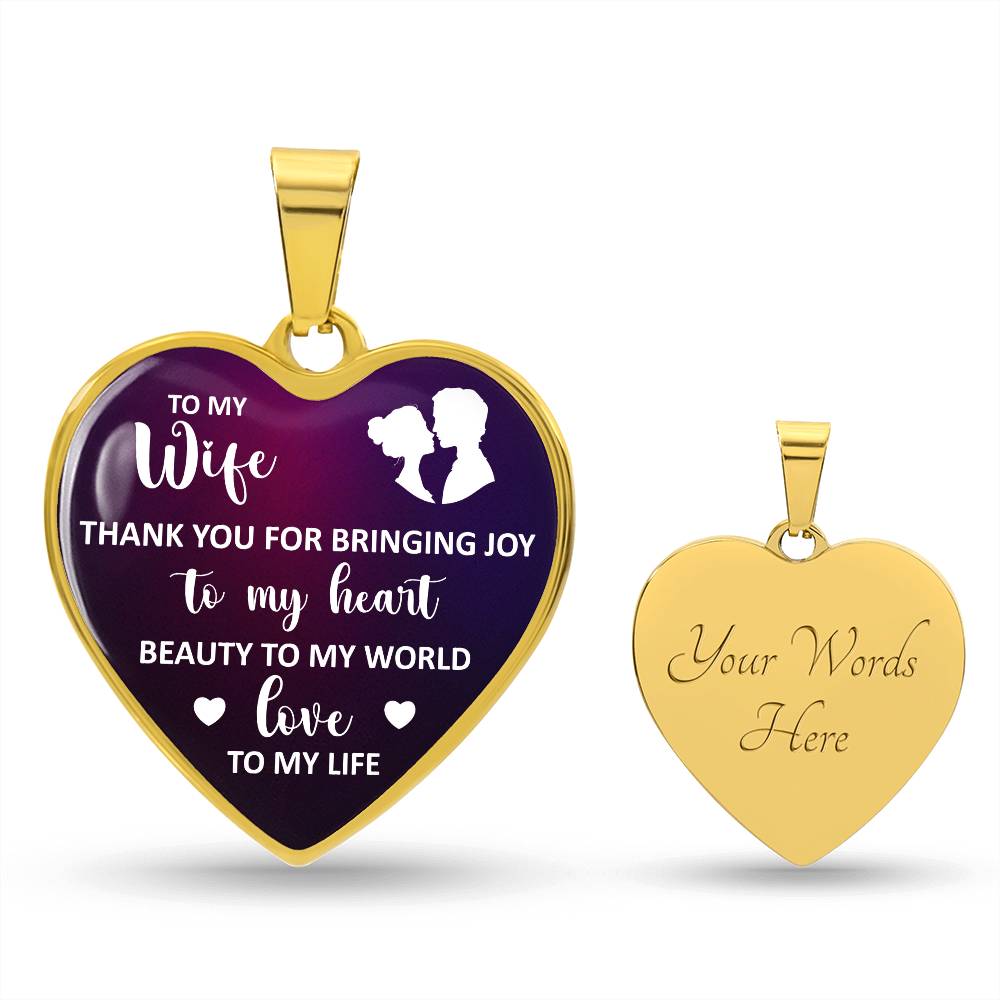 Engraved Heart Necklace for Wife