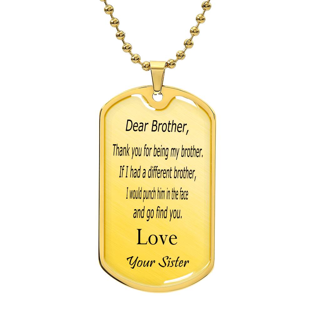 Gold dog tag necklace