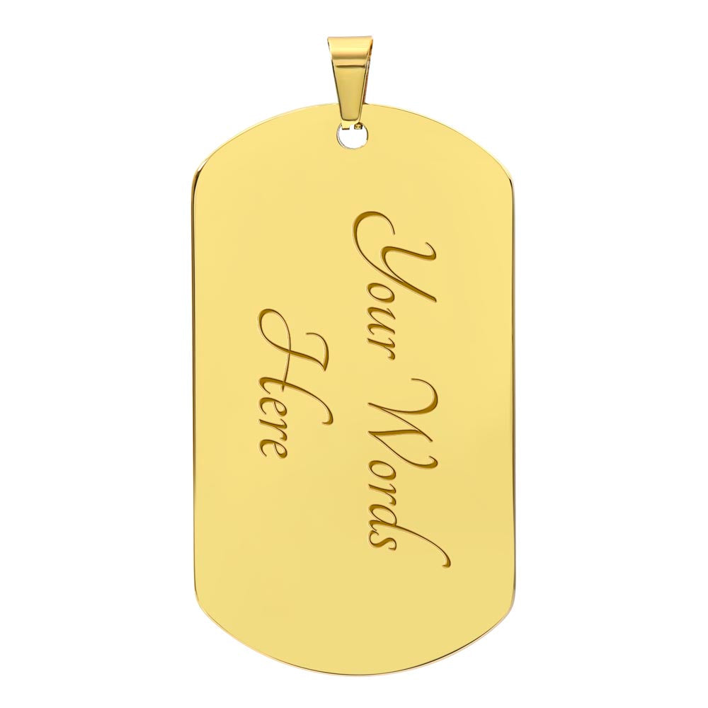Gold Engravable dog tag Christian necklace for men