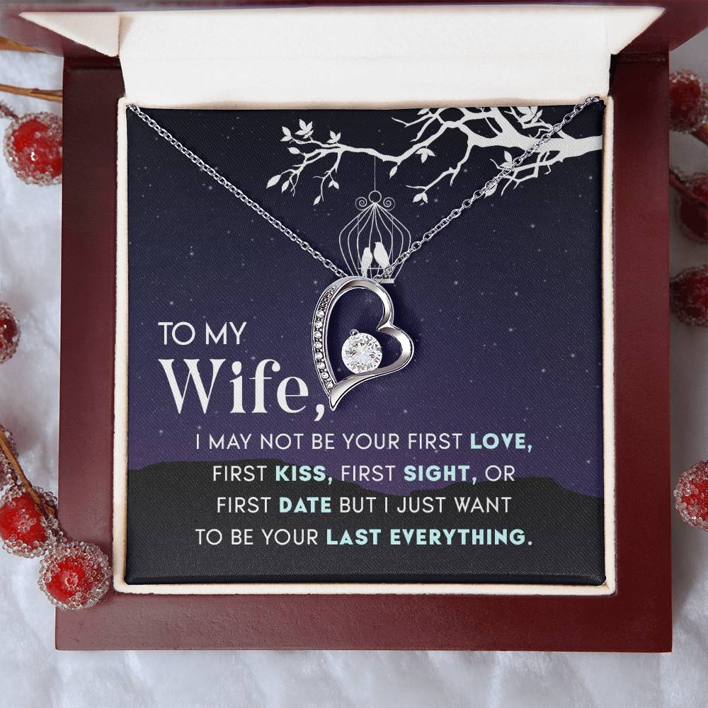 Cubic Zirconia Heart Necklace for Wife with Message Card