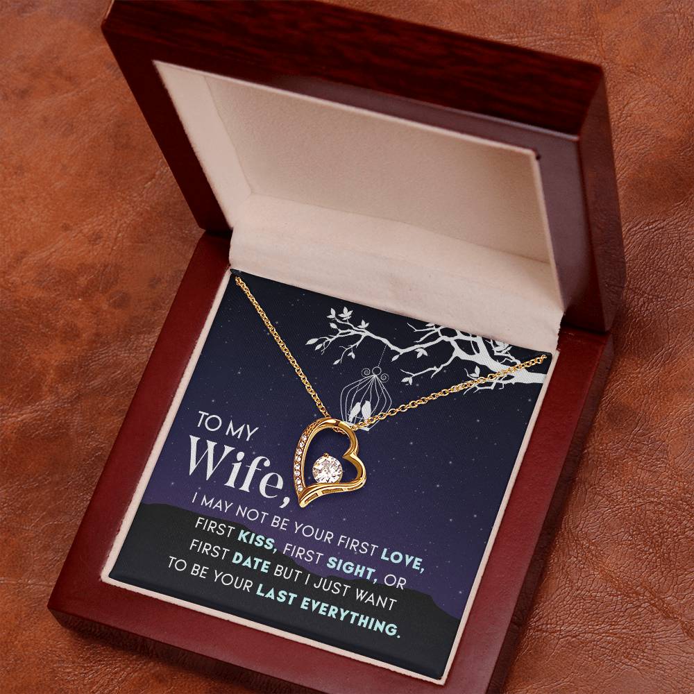 Cubic Zirconia Heart Necklace for Wife with Message Card