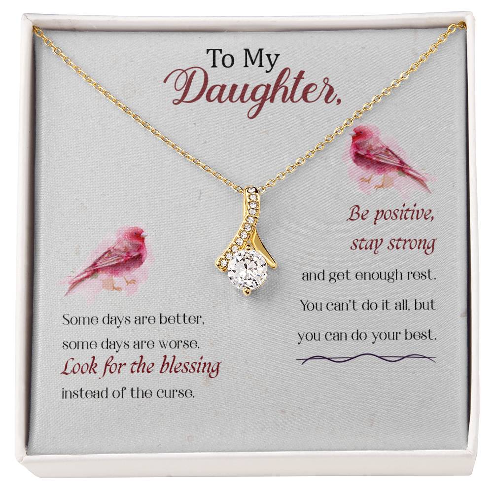A Cubic Zirconia Necklace in 14K White Gold and 18K Gold Finish, Perfect for Your Beloved Daughter