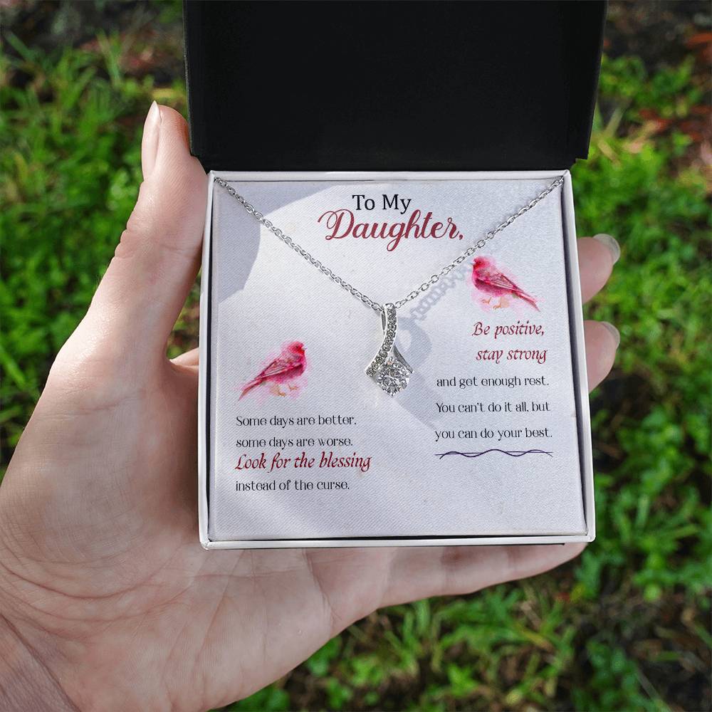 A Cubic Zirconia Necklace in 14K White Gold and 18K Gold Finish, Perfect for Your Beloved Daughter
