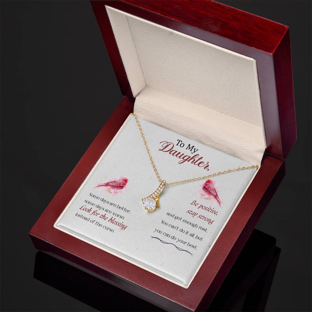 A Cubic Zirconia Necklace in 14K White Gold and 18K Gold Finish, Perfect for Your Beloved Daughter