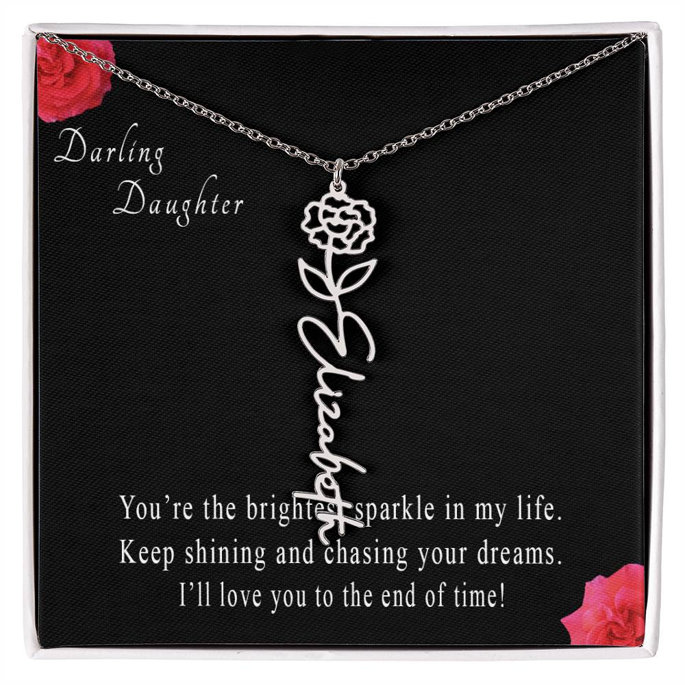 Personalized Flower Name Necklace for Daughter