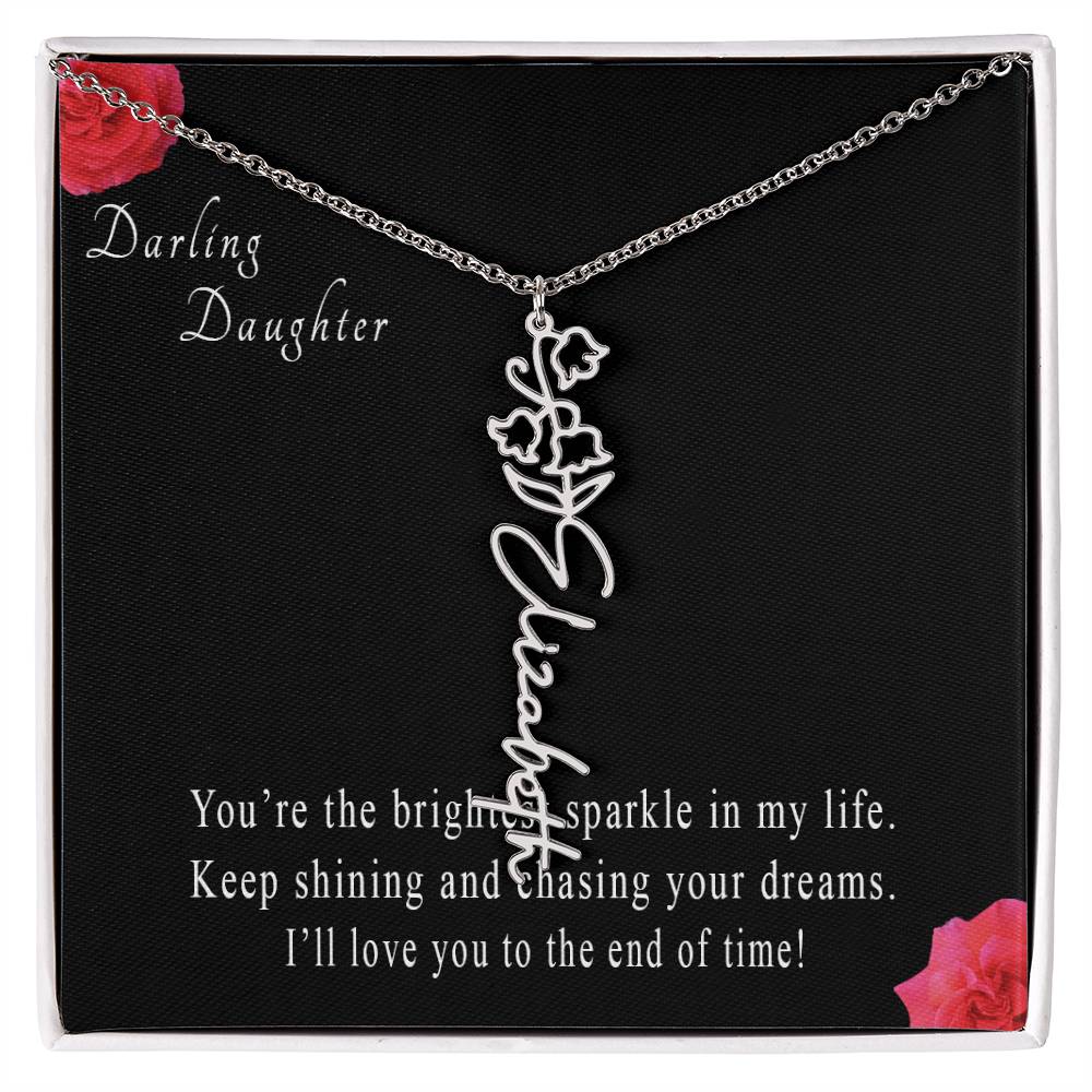 Personalized Flower Name Necklace for Daughter