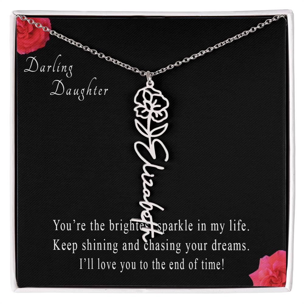 Personalized Flower Name Necklace for Daughter
