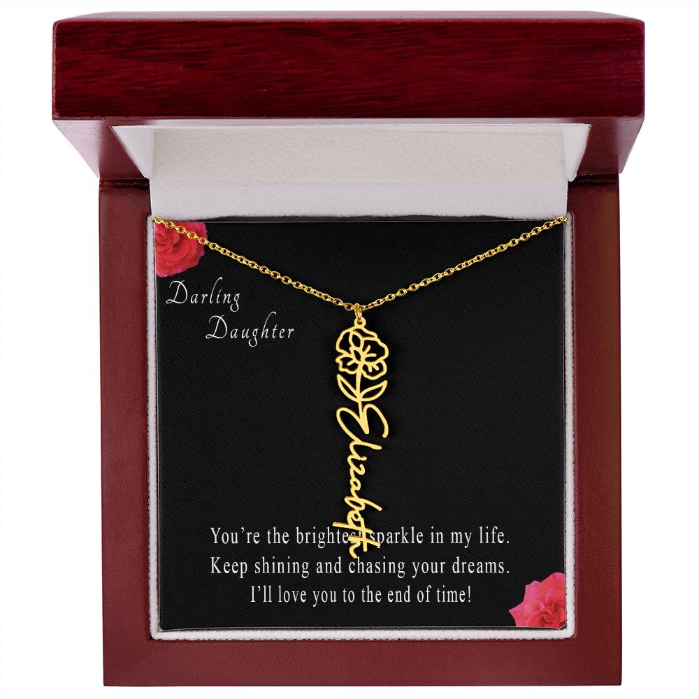 Personalized Flower Name Necklace for Daughter