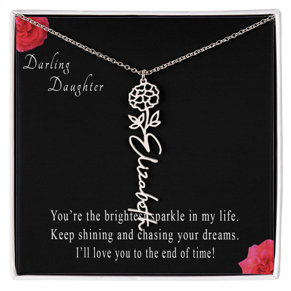 Personalized Flower Name Necklace for Daughter