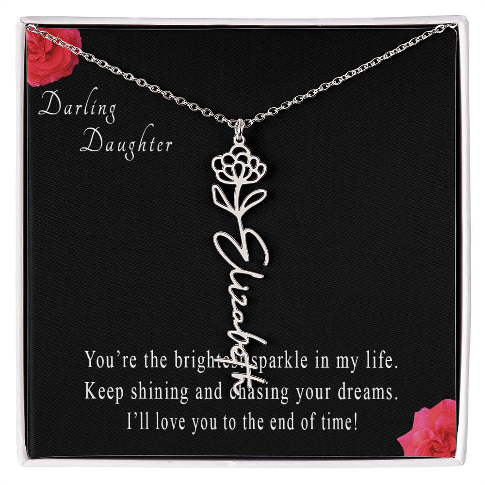 Personalized Flower Name Necklace for Daughter