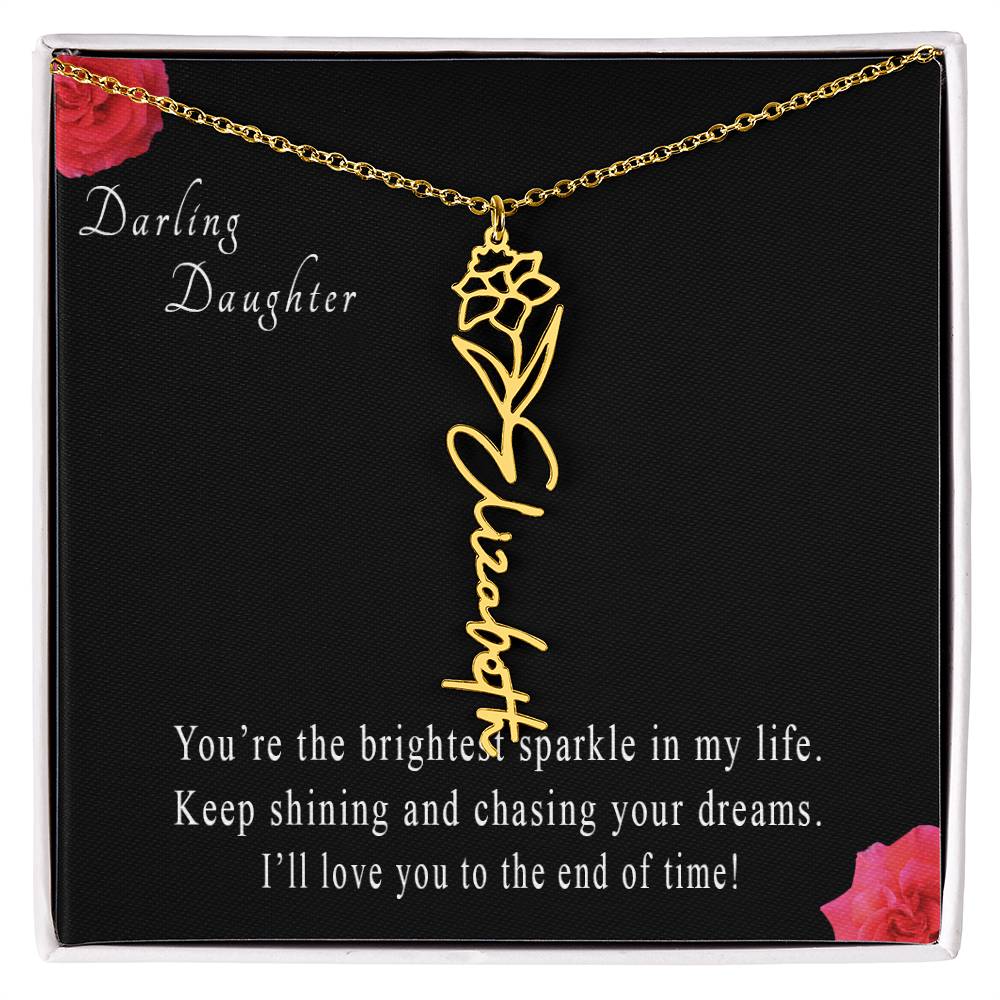 Personalized Flower Name Necklace for Daughter