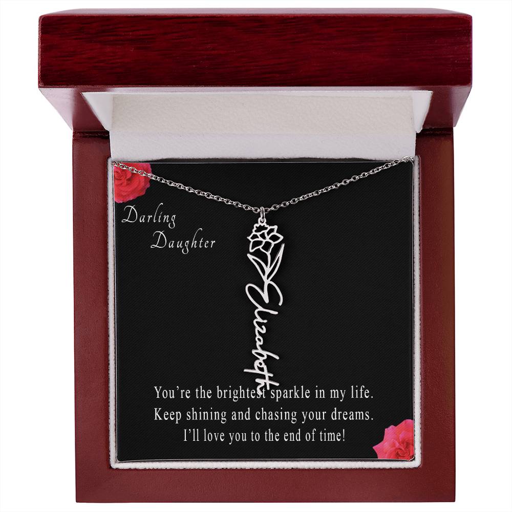 Personalized Flower Name Necklace for Daughter