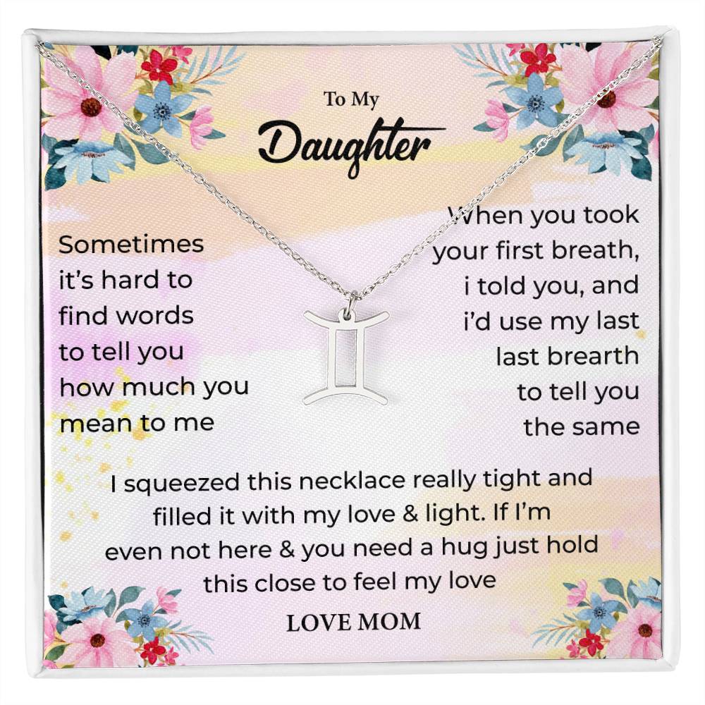 Zodiac Necklace for Daughter with Message Card