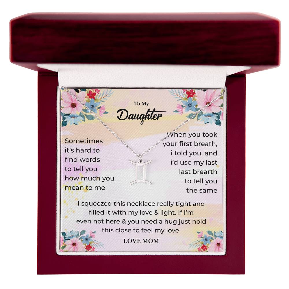 Zodiac Necklace for Daughter with Message Card