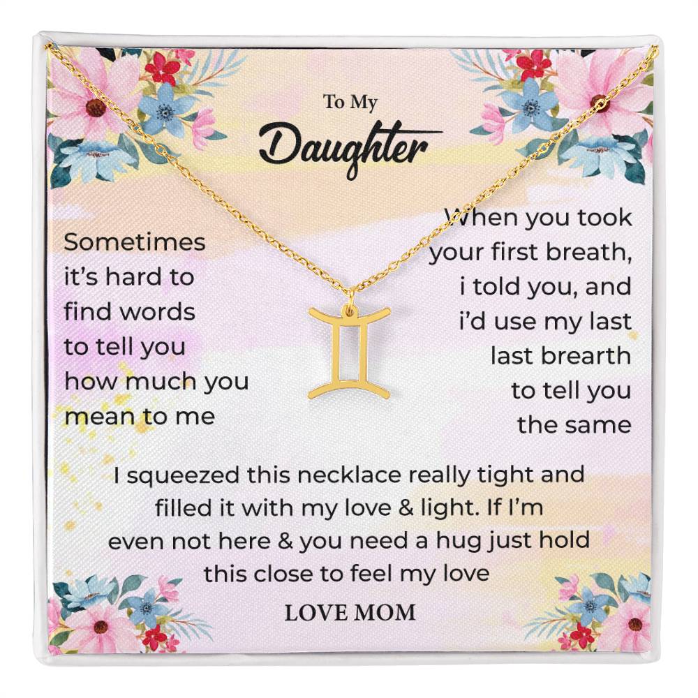 Zodiac Necklace for Daughter with Message Card