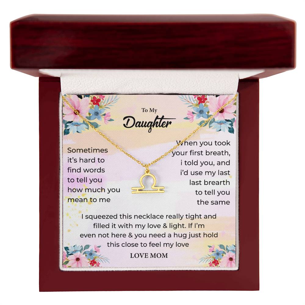Zodiac Necklace for Daughter with Message Card