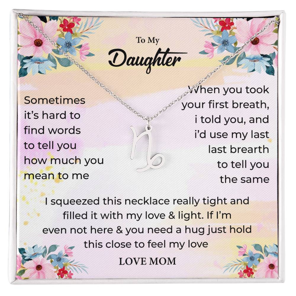 Zodiac Necklace for Daughter with Message Card