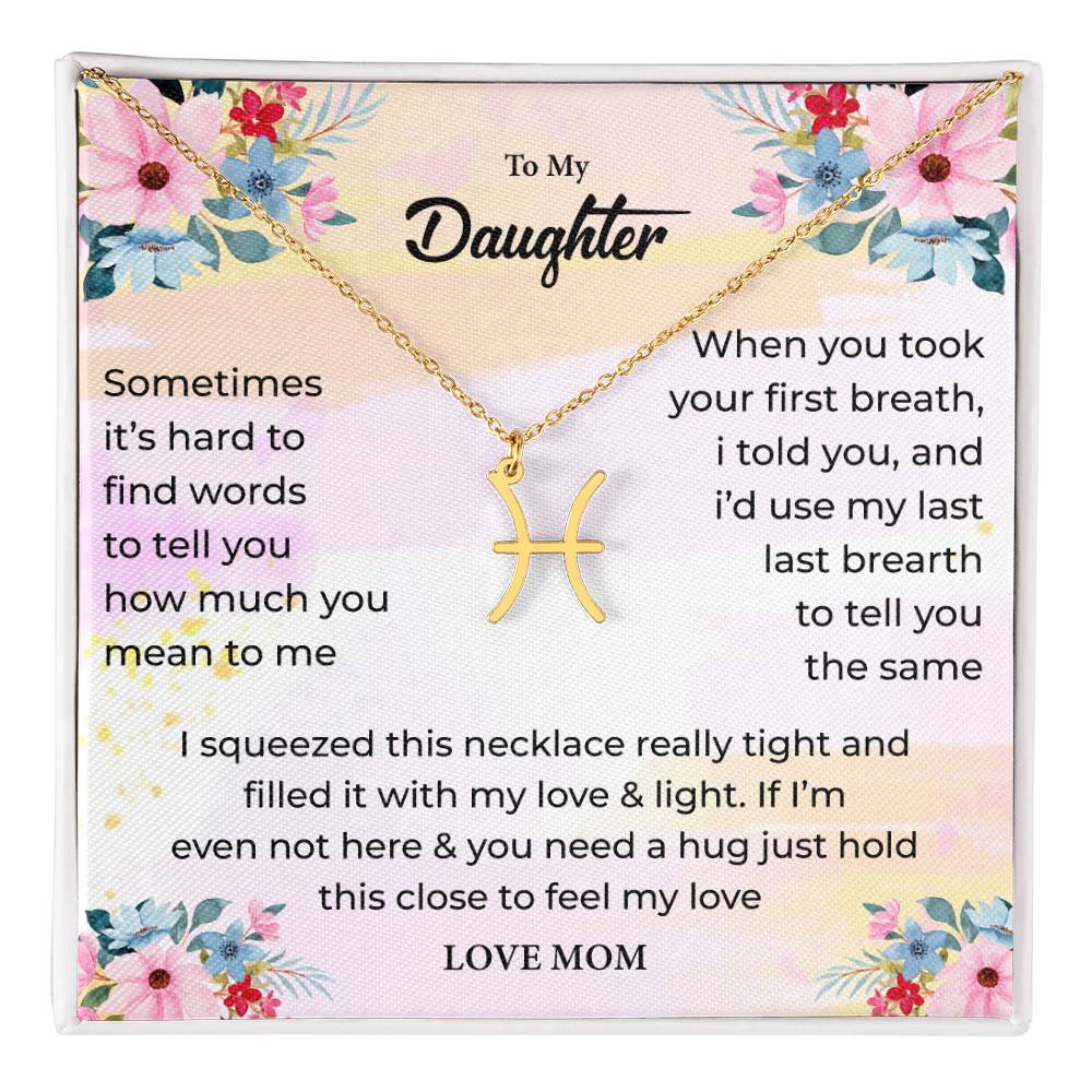 Zodiac Necklace for Daughter with Message Card