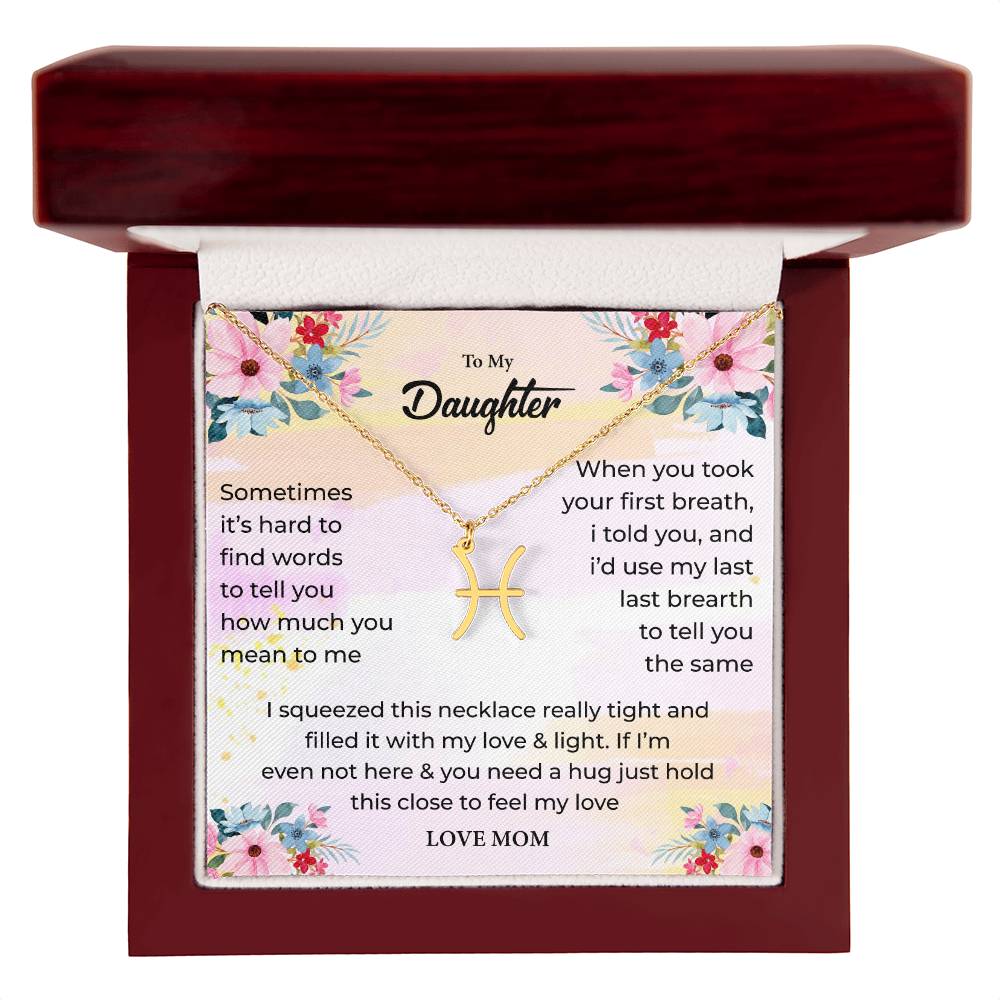Zodiac Necklace for Daughter with Message Card