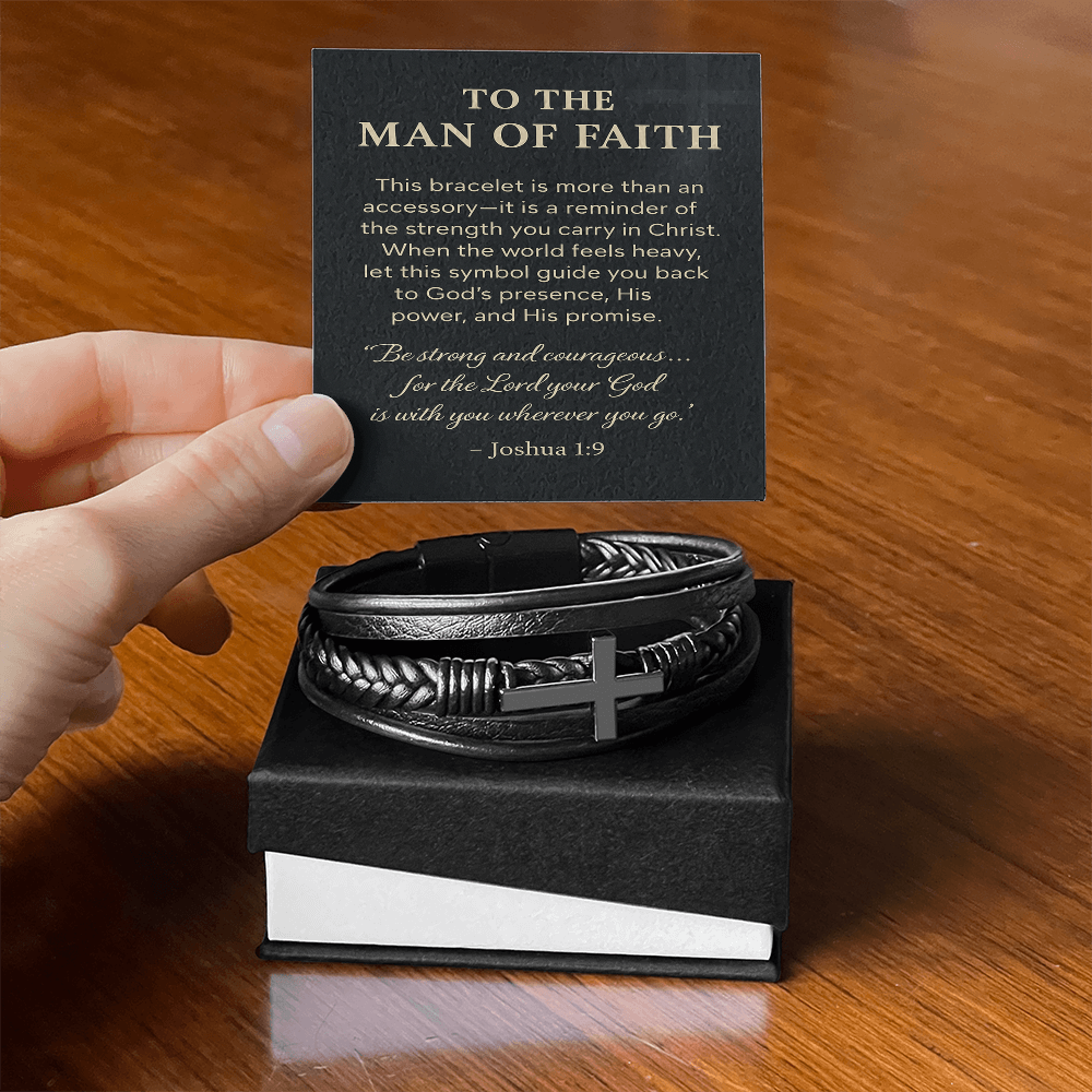 Message card with Leather bracelet for men