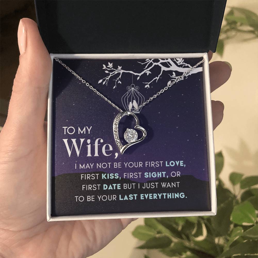 Cubic Zirconia Heart Necklace for Wife with Message Card