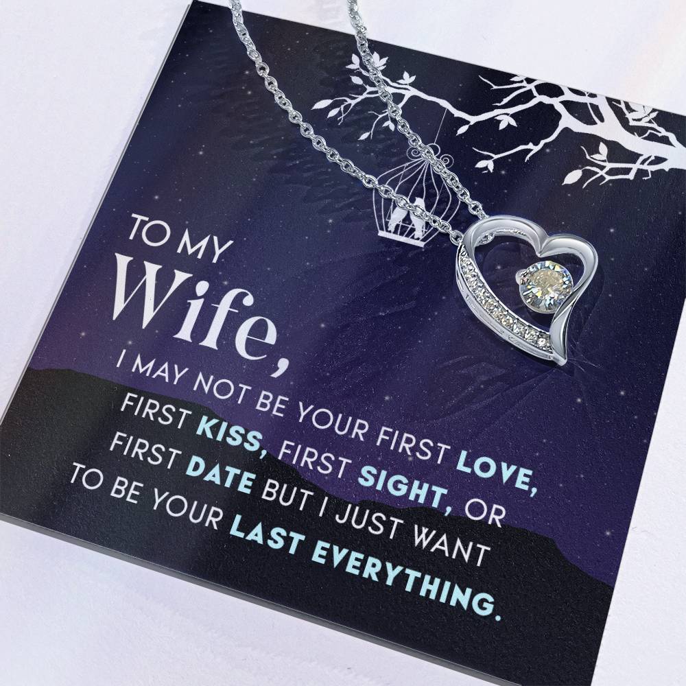 Cubic Zirconia Heart Necklace for Wife with Message Card