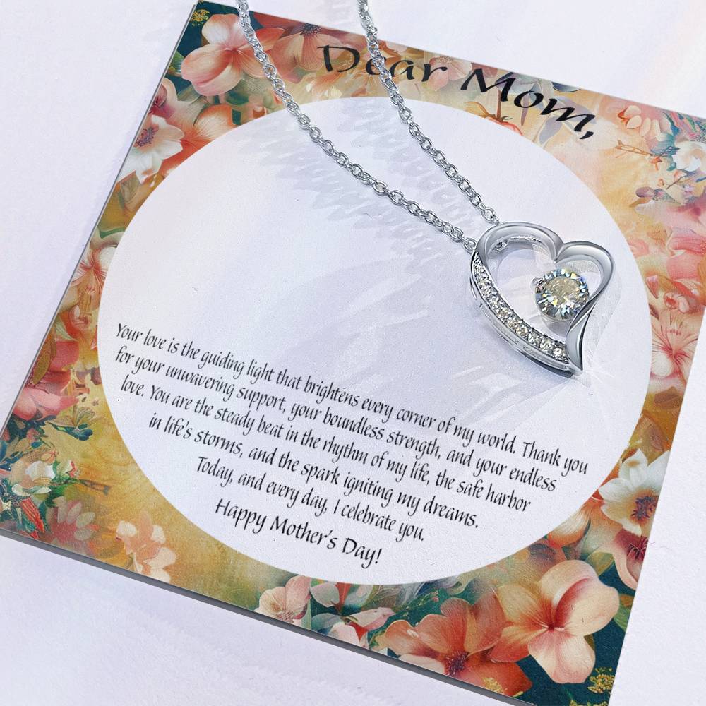 Cubic Zirconia Heart Necklace- Gift for Mom