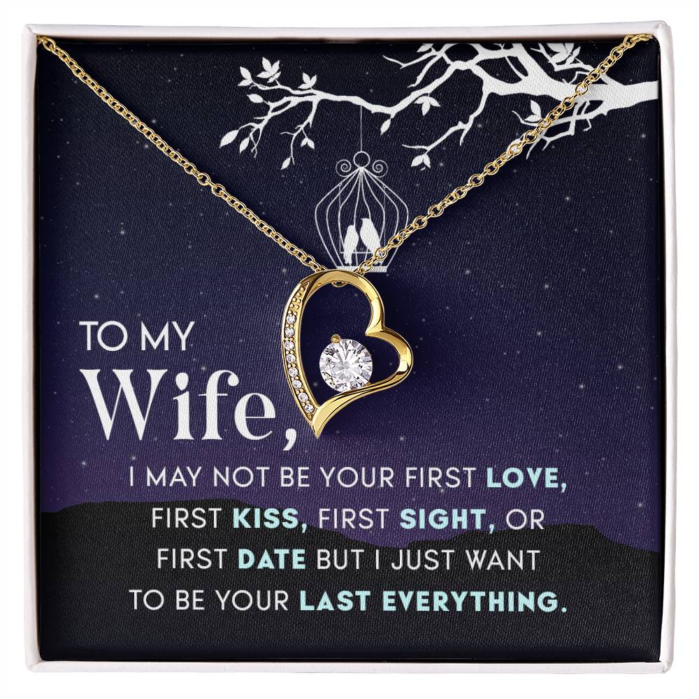Cubic Zirconia Heart Necklace for Wife with Message Card