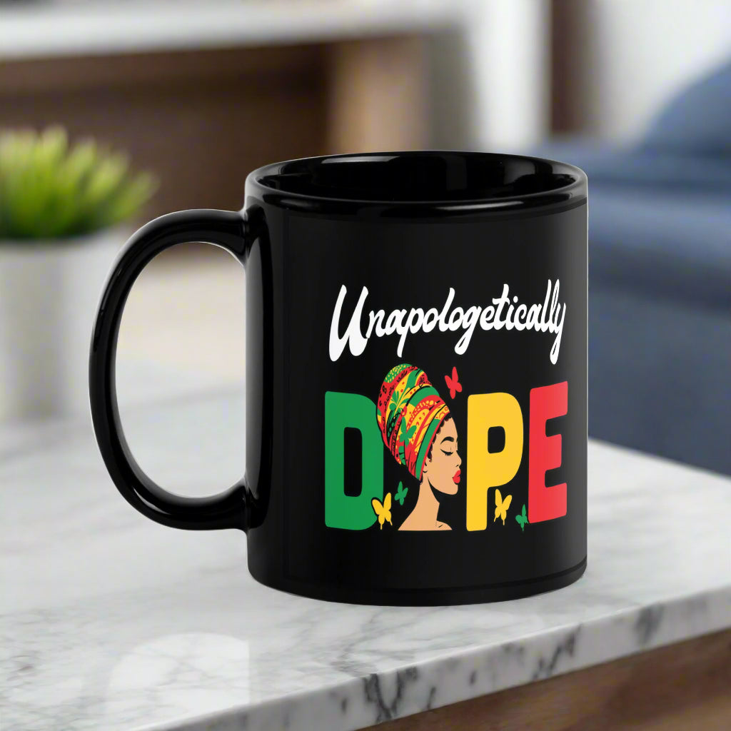 Unapologetically Dope Black Glossy Mug