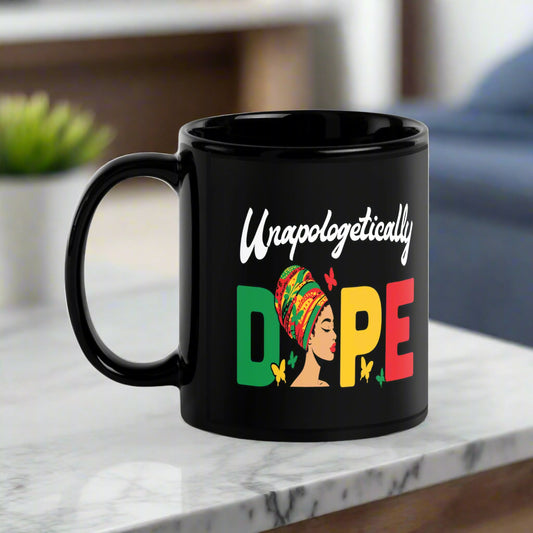 Unapologetically Dope Black Glossy Mug