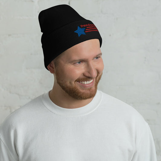 Freedom Cuffed Black Beanie