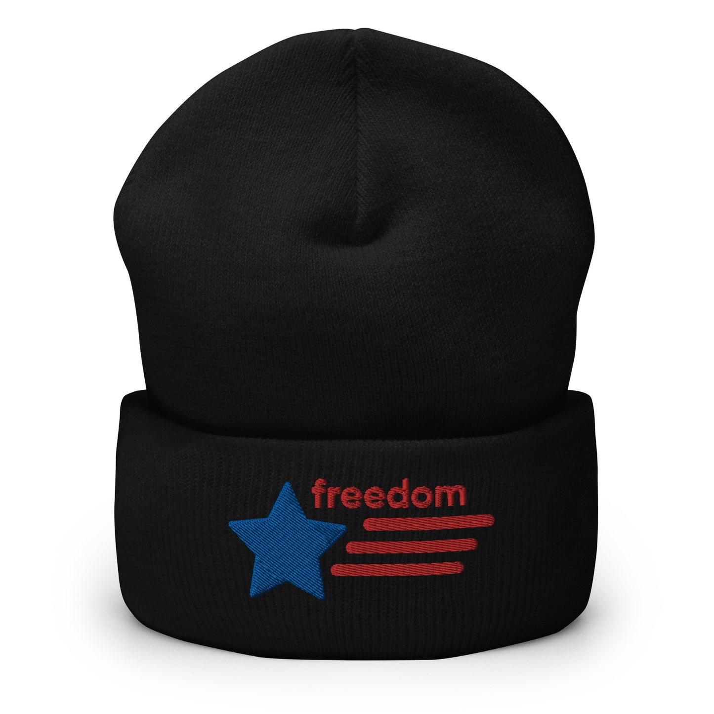 Freedom Cuffed Black Beanie