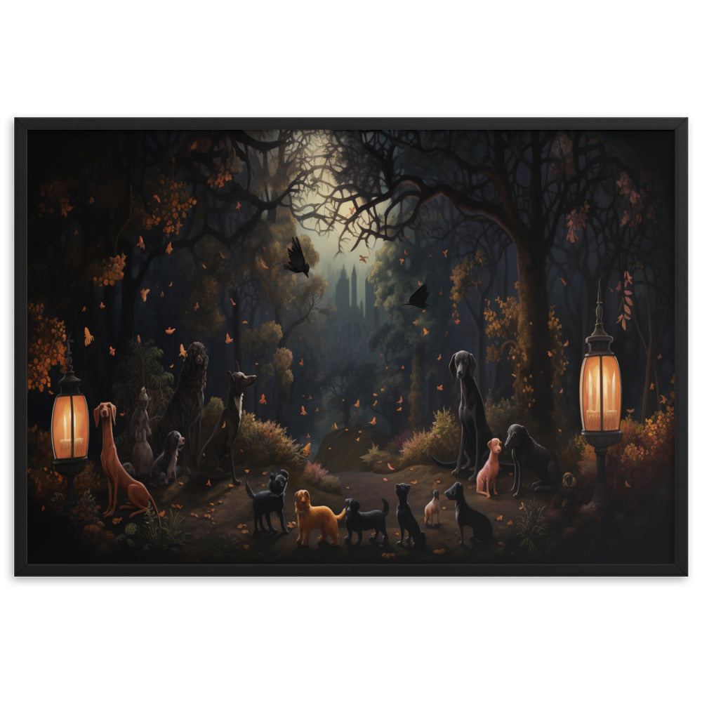 Canine Playground Framed Poster of Dogs in a Park