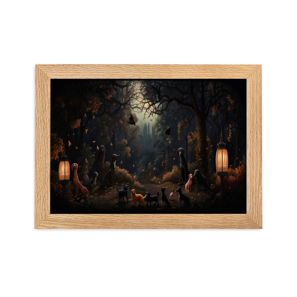Canine Playground Framed Poster of Dogs in a Park